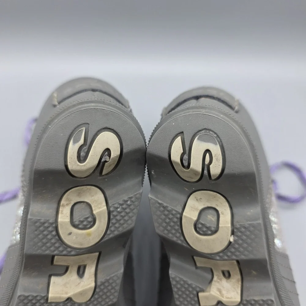 Sorel Kids Gray Lace-Up Boots with Purple Laces